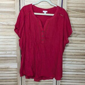 Westport 1962 Blouse Red Button-Front Size 3X